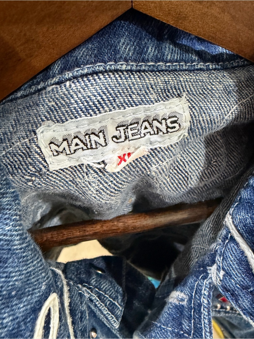 Main Jeans 1980s Jewelled Jean Jacket Size XL - Picture 3 of 15